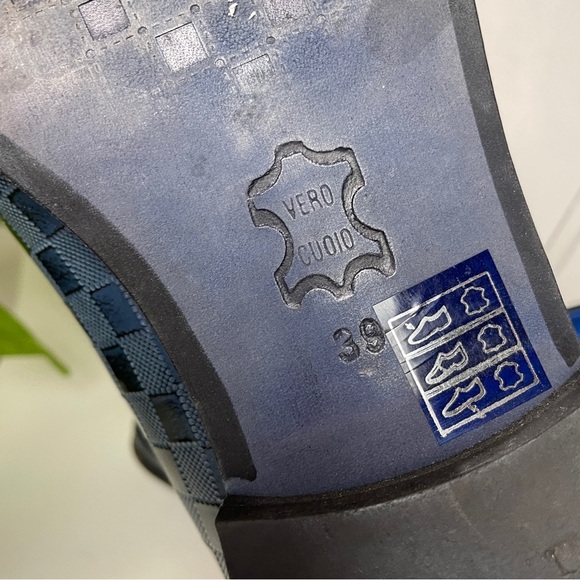 Fertini 80200 Low Vamp Checkered Leather Loafer - Navy - Picture 11 of 12